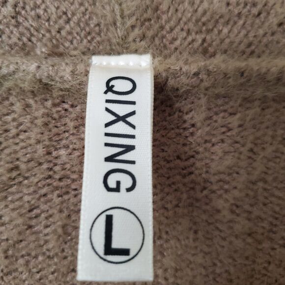 QIXING Womens Casual Open Front Knit Cardigan Long Sleeve Plush Cozy Warm - Picture 2 of 8